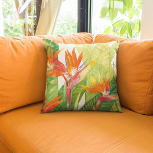 Tropical Flowers   Bird of Paradise Throw Pillow