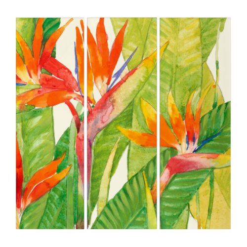 Tropical Flowers  Bird of Paradise Triptych