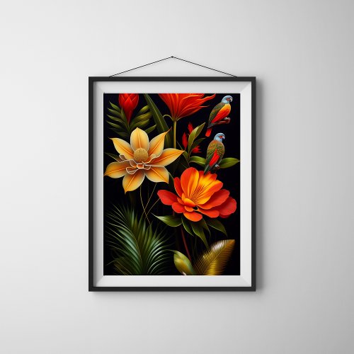 Tropical Flowers  Birds  Modern Haeckel Poster