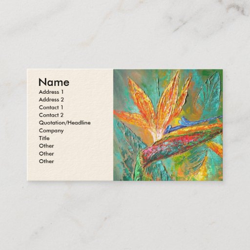 Customizable Tropical Flowers Birds Of Paradise Painting Business Cards
