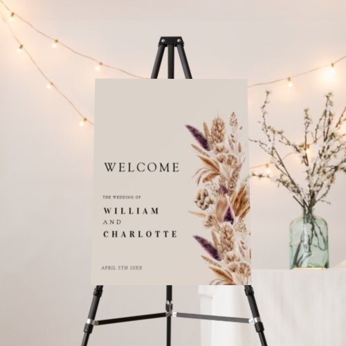 Tropical Flowers Bohemian Wedding Welcome Sign