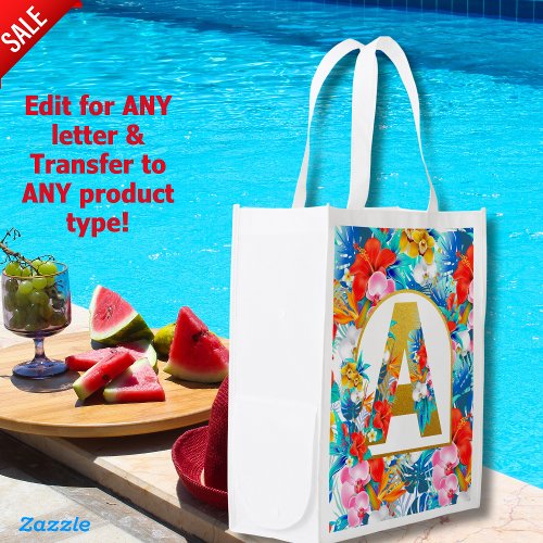 Tropical Flowers Bridal Party Gifts Bridesmaid Mom Grocery Bag