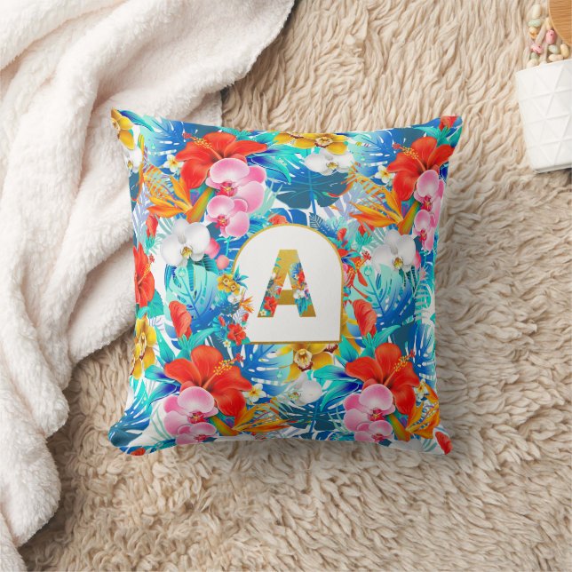 Tropical Flowers Bridal Party Gifts Bridesmaid Mom Throw Pillow (Blanket)