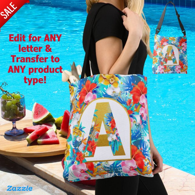 Tropical Flowers Bridal Party Gifts Bridesmaid Mom Tote Bag (Creator Uploaded)