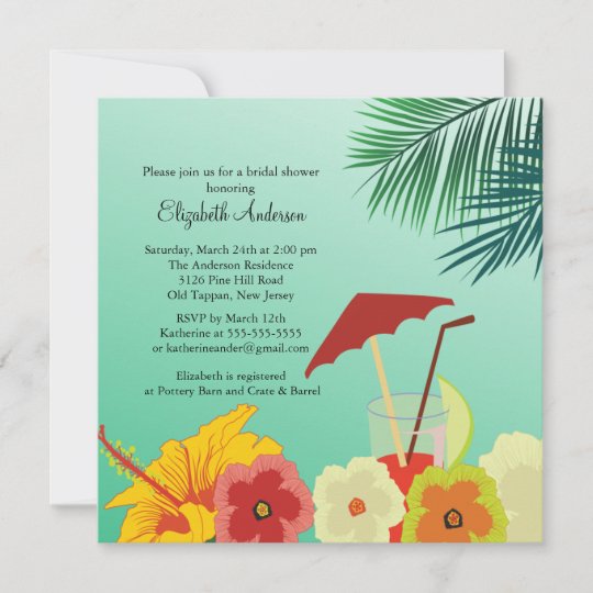 Tropical Flowers Bridal Shower Invitation