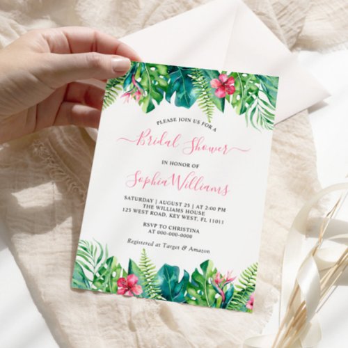 Tropical Flowers Bridal Shower Invitation