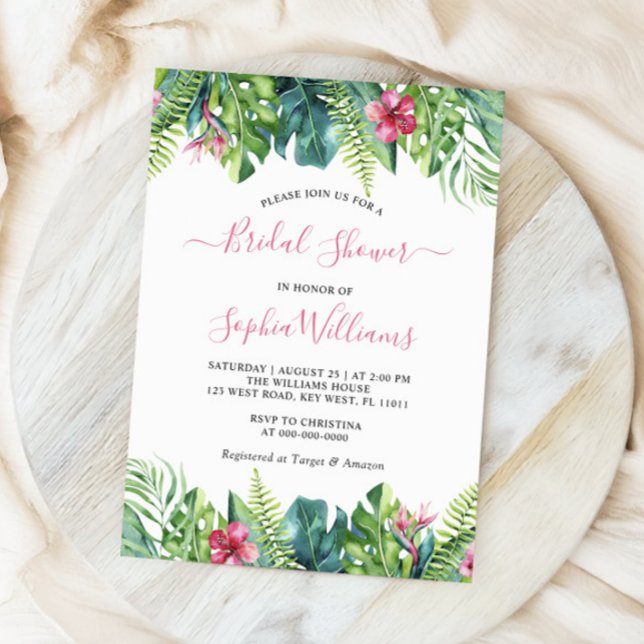 Tropical Flowers Bridal Shower Invitation (Creator Uploaded)