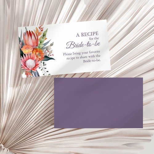 Tropical Flowers Bridal Shower Share A Recipe Enclosure Card