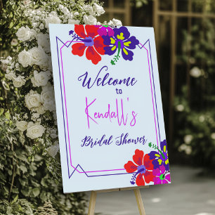 Tropical Flowers Bridal Shower Welcome Foam Board
