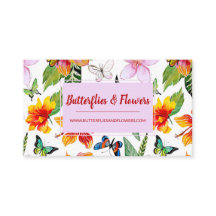 Tropical Flowers & Butterflies Business Card