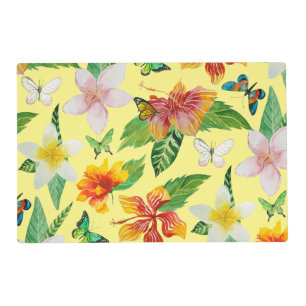 Tropical Flowers & Butterflies pattern Placemat