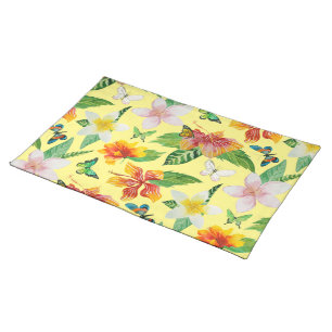 Tropical Flowers & Butterflies pattern Placemat