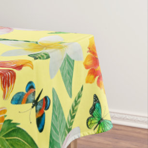 Tropical Flowers & Butterflies pattern Tablecloth