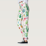 Tropical Flowers Cactus & Flamingos Pattern Leggings<br><div class="desc">Cute colorful tropical pattern with cactus flowers leafs and pink flamingos seamless pattern.</div>