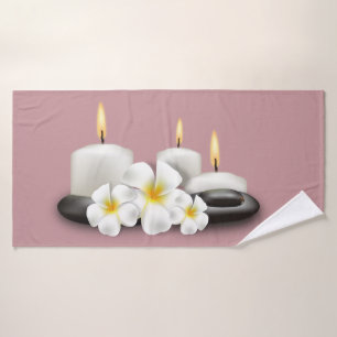 Tropical Flowers & Candles Bath Towels Decor