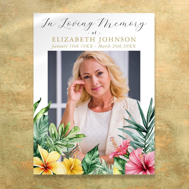 Tropical Flowers Celebration Of Life Funeral  Sign (Tropical Flowers Celebration Of Life Funeral Sign)