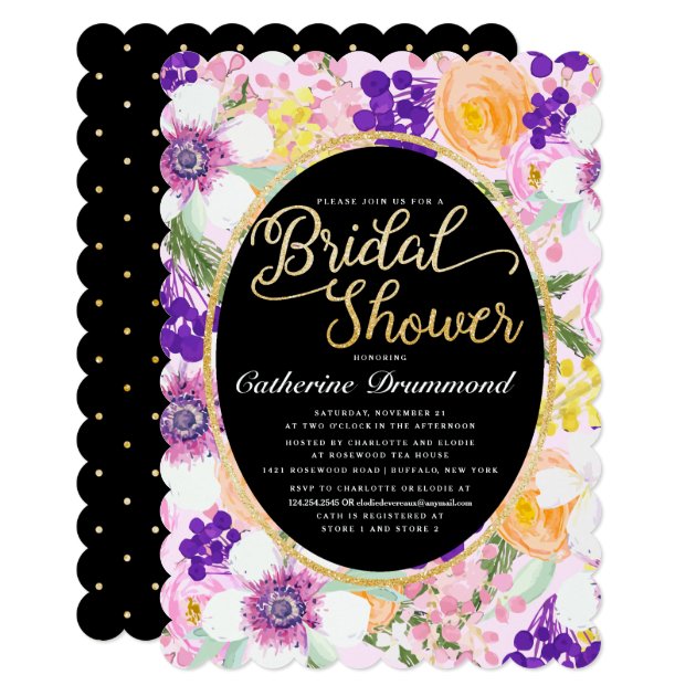 Tropical Flowers Chic Bridal Shower Invitation