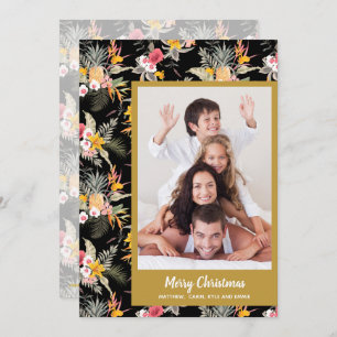 Tropical Flowers Christmas Photo Holiday Card