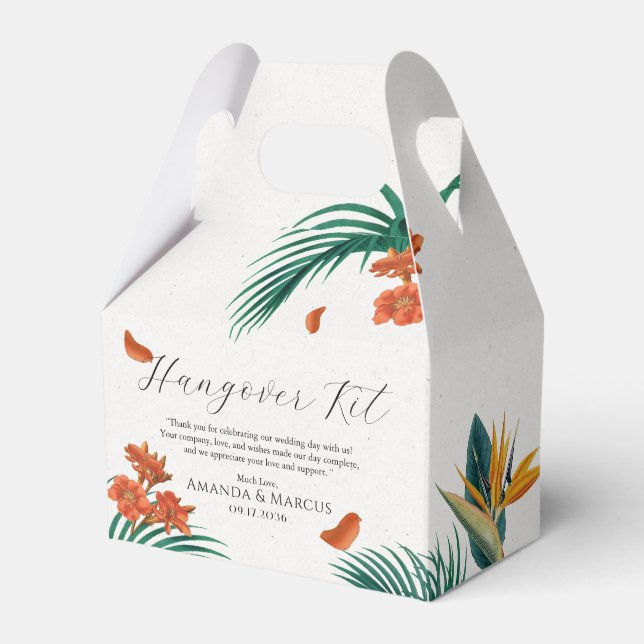 Tropical Flowers Classy Wedding Favor Boxes (Front Side)