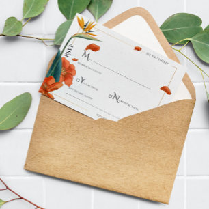Tropical Flowers Classy Wedding RSVP Card