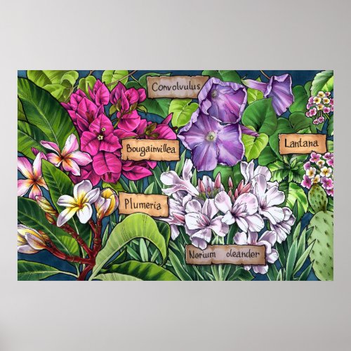 Tropical Flowers Collage Poster