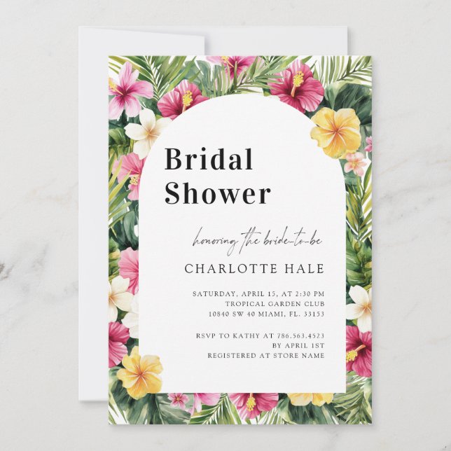 Tropical Flowers Colorful Bridal Shower Invitation (Front)