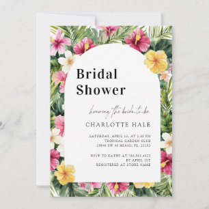 Tropical Flowers Colorful Bridal Shower Invitation