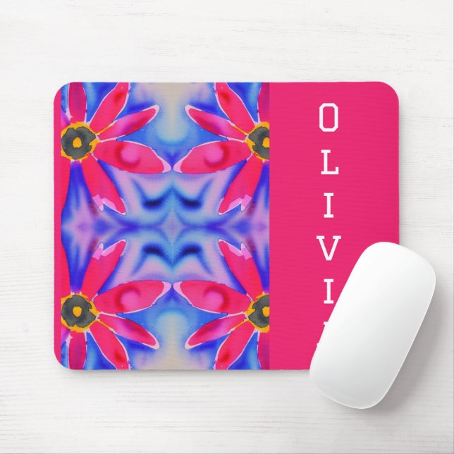 tropical flowers colorful watercolor mouse pad (With Mouse)