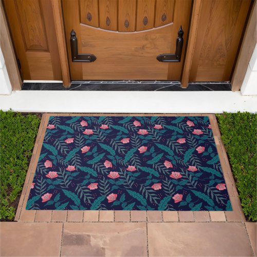 Tropical flowers design doormat