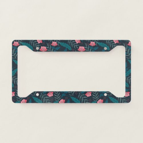 Tropical flowers design license plate frame