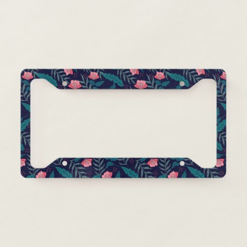 Tropical flowers design license plate frame