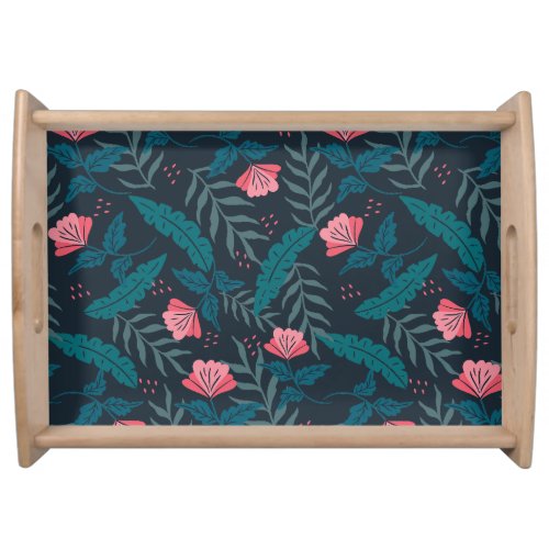 Tropical flowers design serving tray