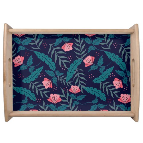 Tropical flowers design serving tray
