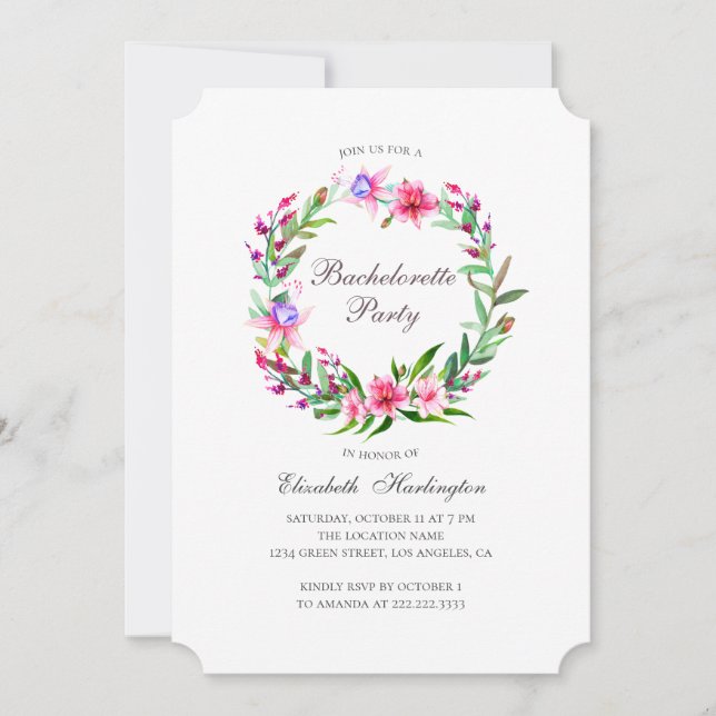 Tropical flowers. Destination bachelorette party Invitation (Front)