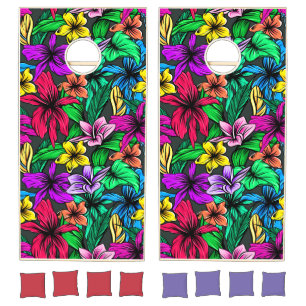 Tropical Flowers Family Friends Game Cornhole