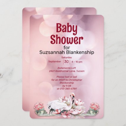 Tropical Flowers & Flamingo Custom Baby Shower