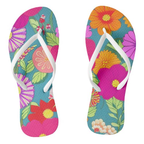 Tropical Flowers Flip Flops