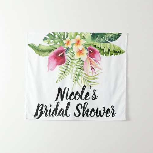 Tropical Flowers Floral Bouquet Bridal Shower Tapestry