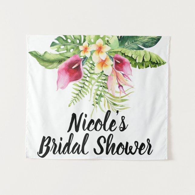 Tropical Flowers Floral Bouquet Bridal Shower Tapestry (Front (Horizontal))
