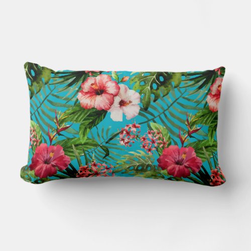 Tropical Flowers Floral Print Throw Pillow