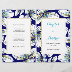 Tropical flowers folded wedding program