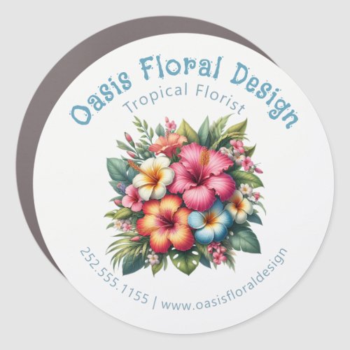 Tropical Flowers &amp; Foliage Car Magnet