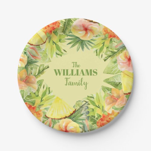 Tropical Flowers Fruit Greenery Paper Plates