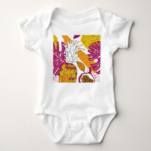 Tropical Flowers Fruits Exotic Print Baby Bodysuit