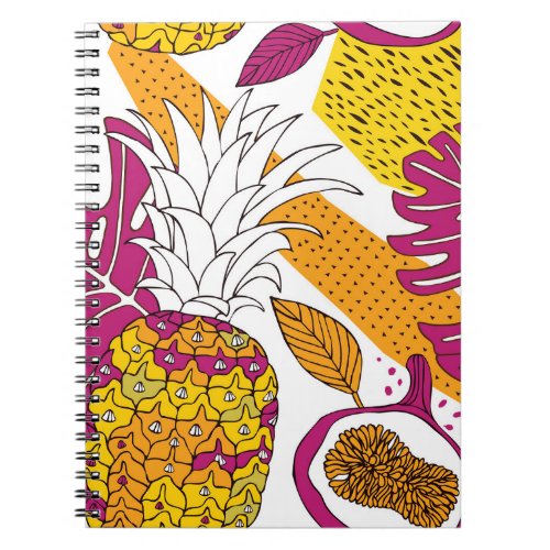Tropical Flowers Fruits Exotic Print Notebook
