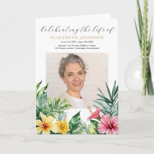 Tropical Flowers Funeral Memorial Order Of Service Program