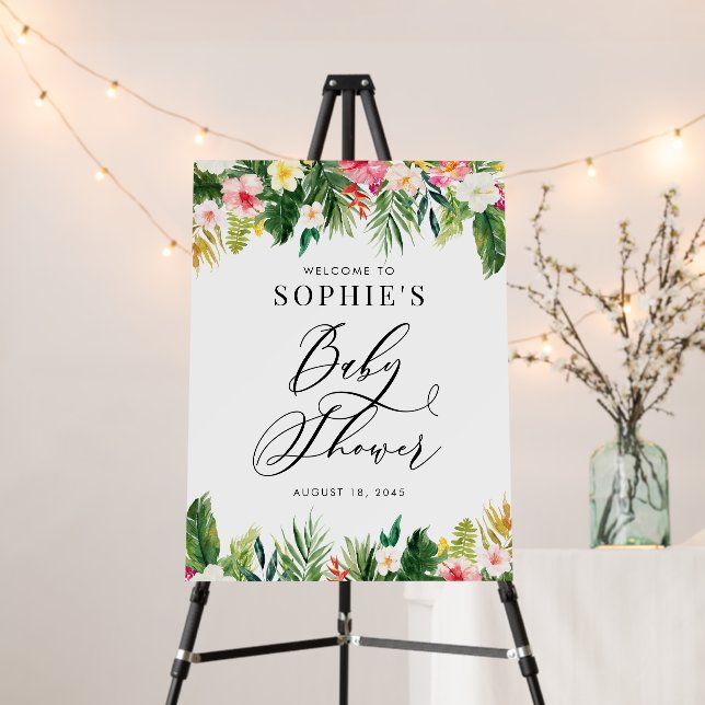 Tropical Flowers Garland Summer Baby Shower Foam Board (In Situ (Stand))