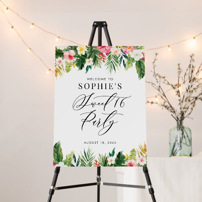Tropical Flowers Garland Summer Sweet 16 Party Foam Board (In Situ (Stand))