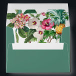 Tropical Flowers & Greenery 5x7 Wedding  Envelope<br><div class="desc">A beautiful tropical watercolor flowers and greenery wedding design. A unique design that uses watercolor vintage botanicals such as Hibiscus, Plumeria and Pineapple palms. A modern white and tropical floral design with a dash of greenery. A chic wedding invitation envelope design with modern elements. Matching wedding invitations and other stationery...</div>