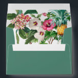 Tropical Flowers & Greenery 5x7 Wedding  Envelope<br><div class="desc">A beautiful tropical watercolor flowers and greenery wedding design. A unique design that uses watercolor vintage botanicals such as Hibiscus, Plumeria and Pineapple palms. A modern white and tropical floral design with a dash of greenery. A chic wedding invitation envelope design with modern elements. Matching wedding invitations and other stationery...</div>